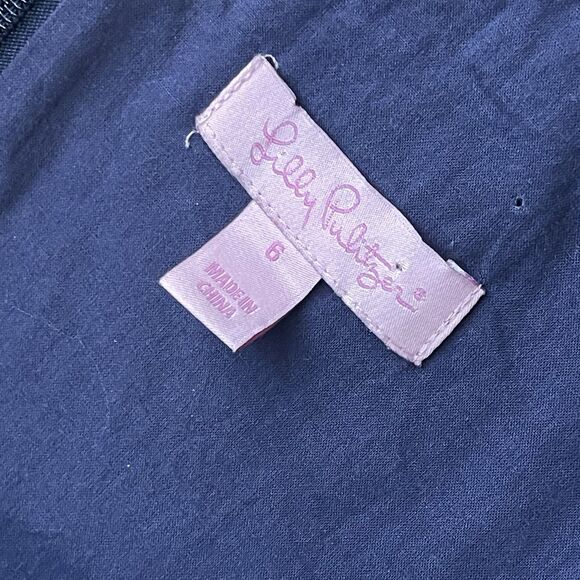 LILLY PULITZER Valli Shift Dress Size 6 Navy Blue Metallic Nautical Preppy Beach - Picture 8 of 11